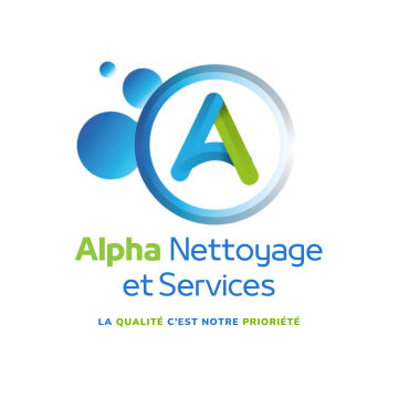 Charte graphique et logo conçus par Advize360 pour Alpha Nettoyage, société de services en Tunisie, incluant design professionnel et identité visuelle.